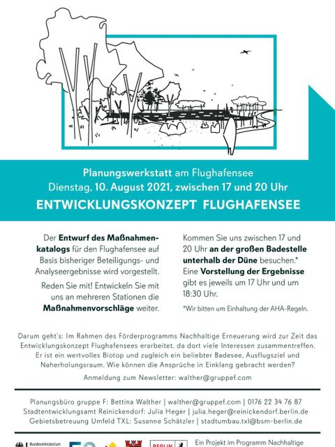 Entwicklungskonzept Flughafensee Einladungsflyer (Bild: BA Reinickendorf)