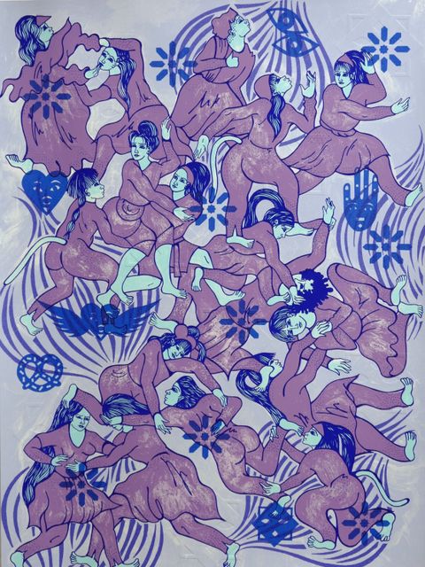 Blue Hour (Aus der Serie: Somewhere between Love and Fighting), Siebdruck und Prägedruck, 67 x 49,5 cm (Bild: Nadira Husain)