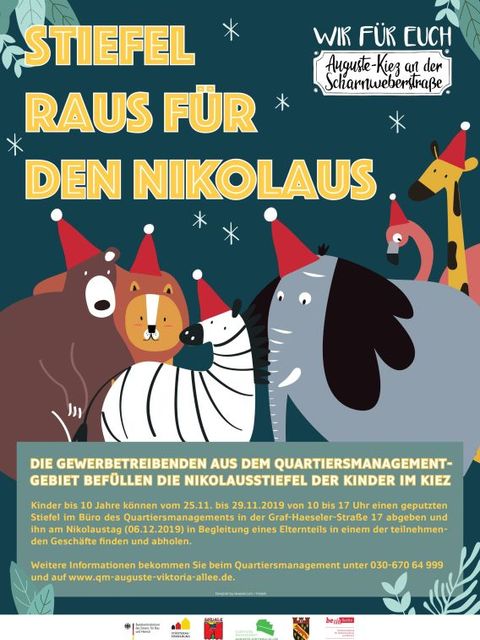 "Stiefel raus für den Nikolaus" - Plakat zur Aktion 2019 (Bild: BA Reinickendorf)