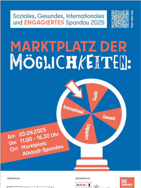Plakat "Soziales, Gesundes, Internationales und Engagiertes Spandau 2025"
