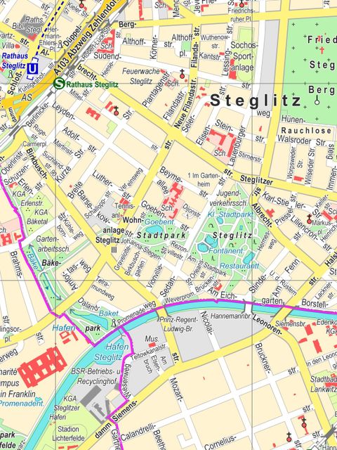Ausschnitt aus der neu aufgelegten Bezirkskarte - Steglitz (Bild: BA Steglitz-Zehlendorf | FB Vermessung und Kataster)