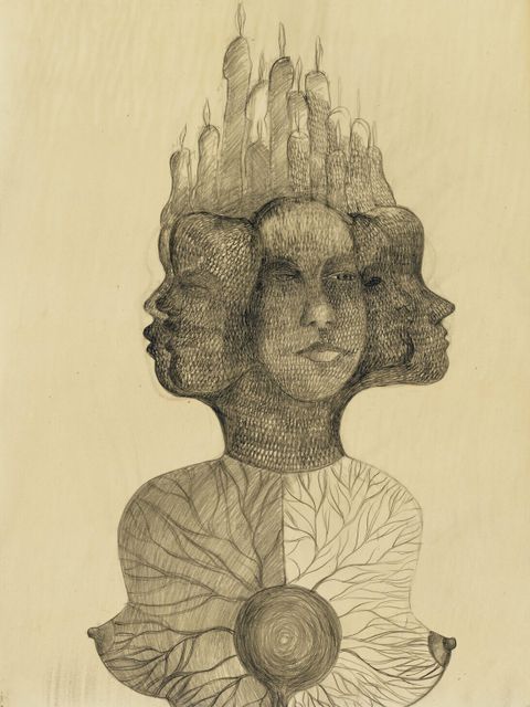 Memorias Lemurianas, 2012, 76 x 56 cm, Grafit auf Papier, Wachs