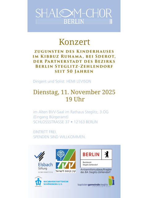 Werbeplakat Benefizkonzert Shalom-Chor Berlin (Bild: Shalom-Chor Berlin)