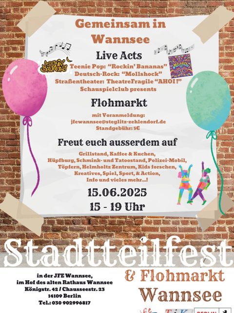 Plakat zum Stadtteilfest und Flohmarkt am 15.06.2025