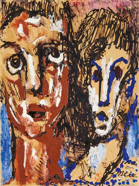 Louis Soutter: Couple / Paar, 1930–1942, Tusche/Gouache/Papier, 35 x 26 cm