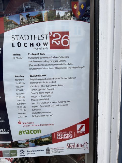 Programm des Lüchower Stadtfestes 21./22. August 2026