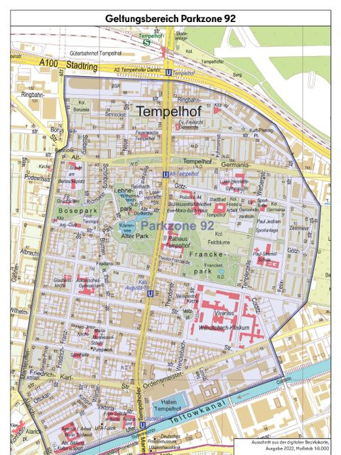 Parkzone 92 rund um den Tempelhofer Damm