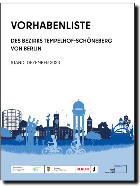 Deckblatt der Vorhabenliste des Bezirks Tempelhof-Schöneberg