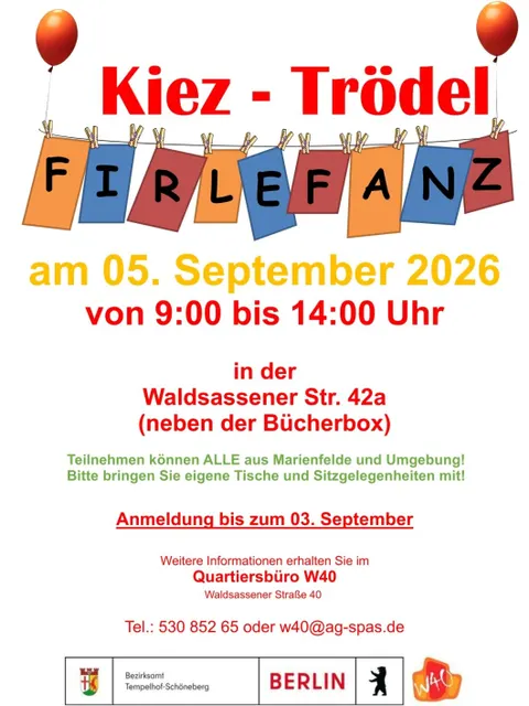 Plakat Kieztrödel „Firlefanz“ in Marienfelde-Süd