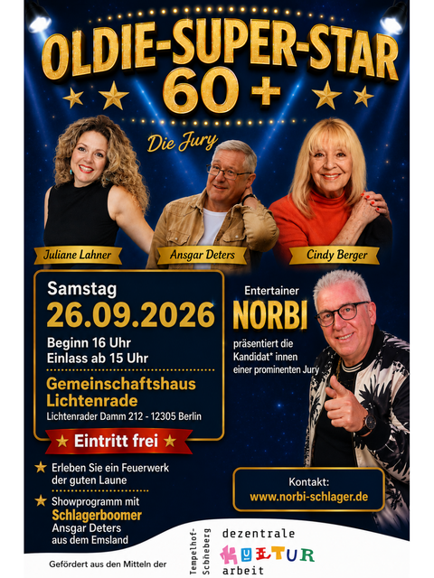 Plakat zum Oldie-Super-Star 60+ (Bild: Norbert Wohlan)