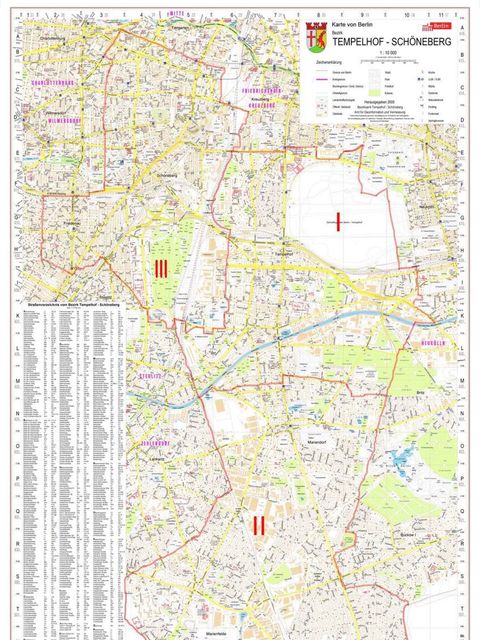 Karte mit Grenzen der drei Schiedsamtsbezirke des Bezirks Tempelhof-Schöneberg