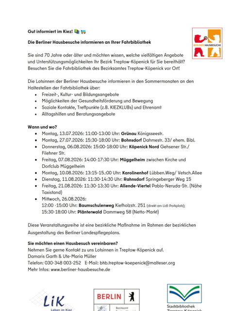Die Berliner Hausbesuche informieren an Ihrer Fahrbibliothek