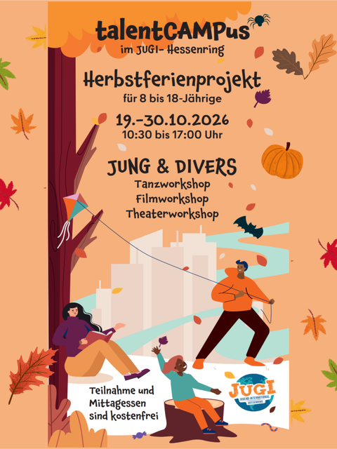 Flyer TalentCampus über Herbstferienprojekte für 8 bis 18-Jährige vom 19. bis 30.2026
