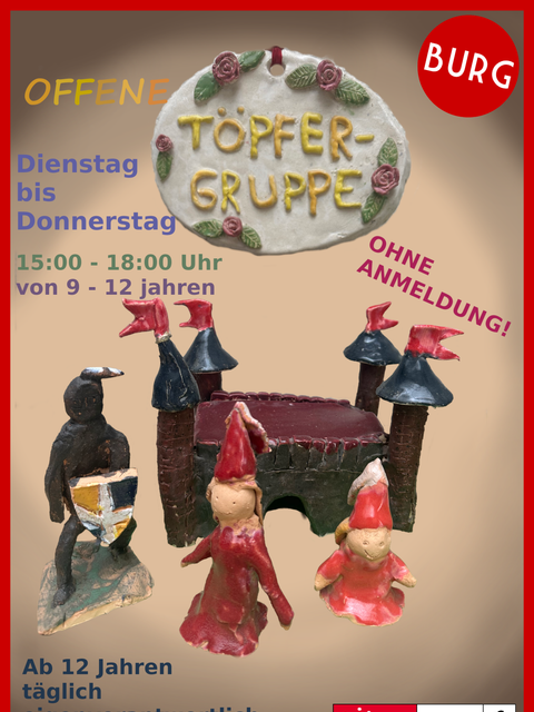 Flyer- offenes Töpfern (Bild: Die Burg)
