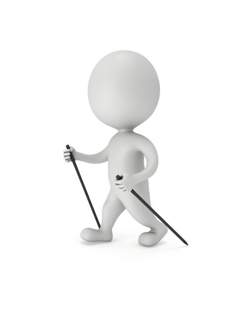Nordic Walking 3D weißer Blanko Mann