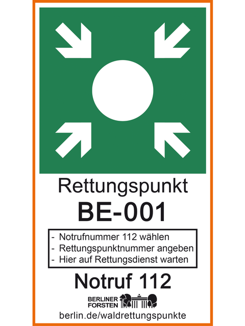 Schild Rettungspunkt Berliner Forsten (Bild: Berliner Forsten)
