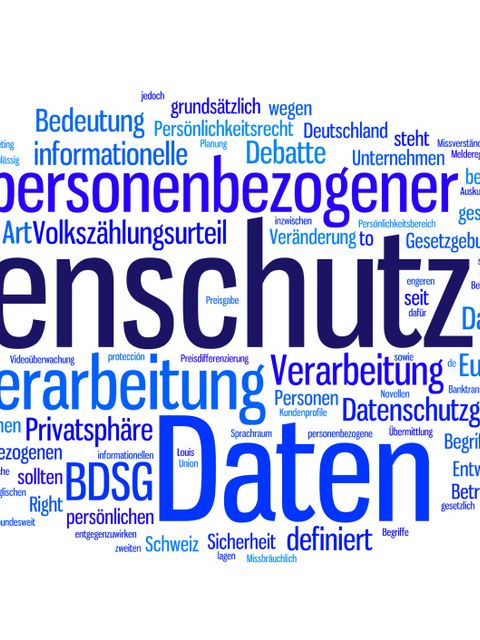 Datenschutzwolke mit Datenschutzbegriffen