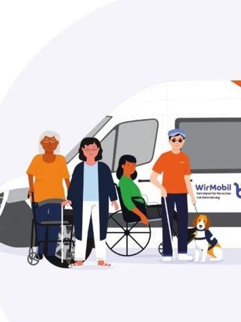 Auto mit Fahrgästen des Sonderfahrdienstes