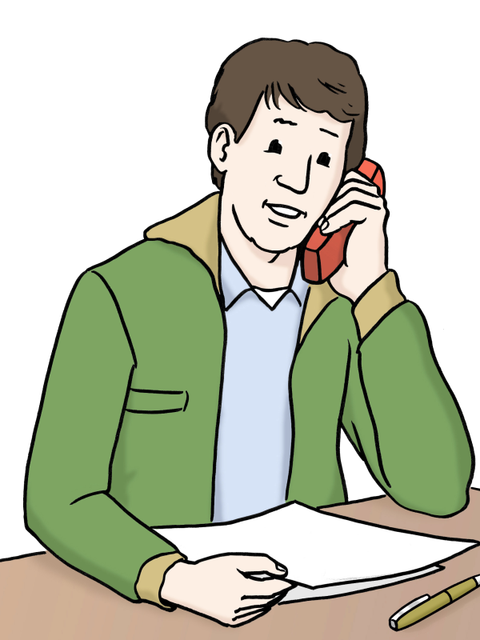 Illustration: ein Mann telefoniert mit seine Handy