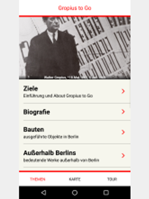 Hauptmenü der App (Bild: Landesdenkmalamt Berlin)