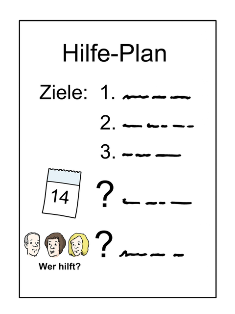 Hilfe-Plan, in den Ziele, Datum und Kontakt-Personen eingetragen werden können