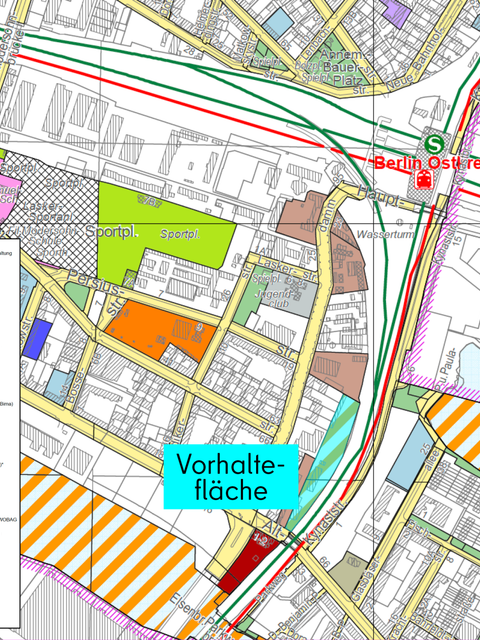 Liegenschaftskarte südlich vom Ostkreuz