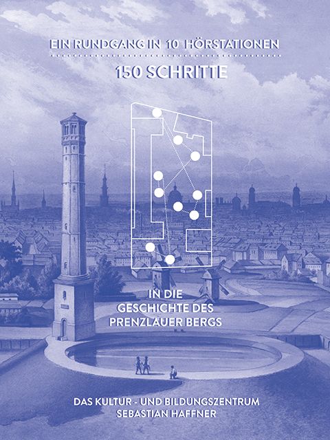 Steigerohr und Hochbehälter auf dem Windmühlenberg 1856 mit Blick auf Berlin