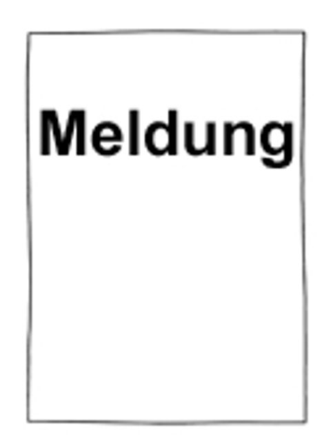 Schriftzug Meldung auf Zettel