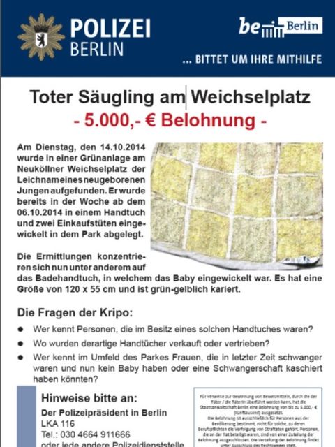 Plakat zum Zeugenaufruf (Bild: Polizei Berlin)