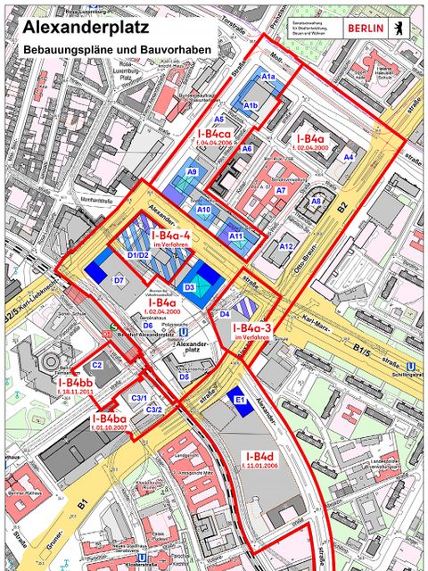 Übersichtsplan Alexanderplatz und Umgebung (Bild: SenStadt)