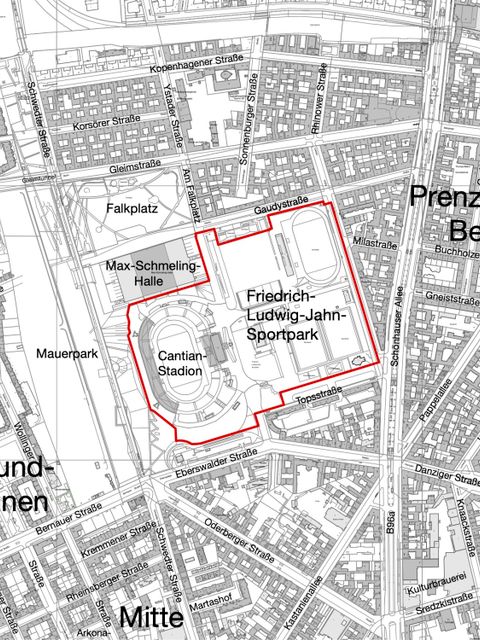 Geltungsbereich des Bebauungsplan 3-87 (Bild: Geoportal Berlin / Digitales farbiges Orthophoto, Stand 2021)