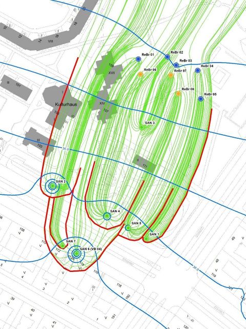 Modellberechnungen zur hydraulischen Abstromsicherung mit integrierter Bodenfilteranlage ab 2023 (Bild: Stefan Schulze, IGB GmbH )