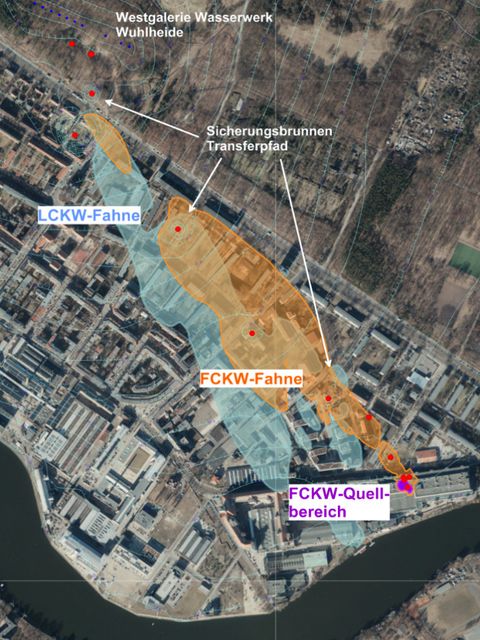 Wasserwerk Wuhlheide, Transferpfade LCKW und FCKW (Bild: Tauw GmbH)