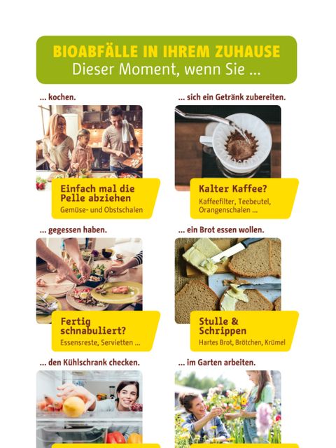 Bioabfälle in Ihrem Zuhause (Bild: lichtl Ethics & Brands GmbH; Fotos: George Rudy / Shutterstock.com, Stokkete / Shutterstock.com, Roman Samborskyi / Shutterstock.com, Sirtravelalot / Shutterstock.com)