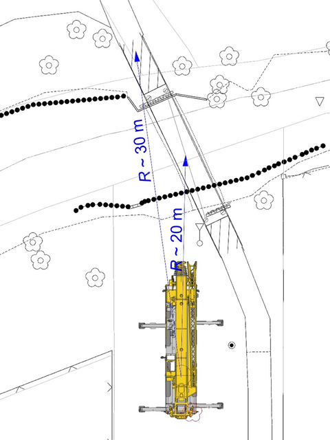 Schwenkbereich Mobilkran (Bild: schlaich bergermann partner)