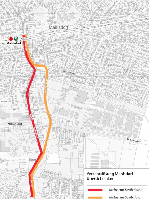 Verkehrslösung Mahrsdorf Übersichtsplan (Bild: SenUVK)