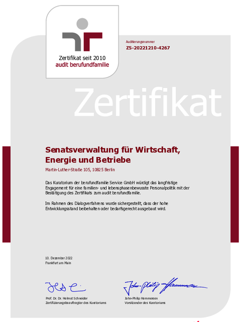 audit berufundfamilie Zertifikat 2022