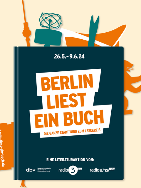 stilisiertes Buch und Berliner Wahrzeichnen