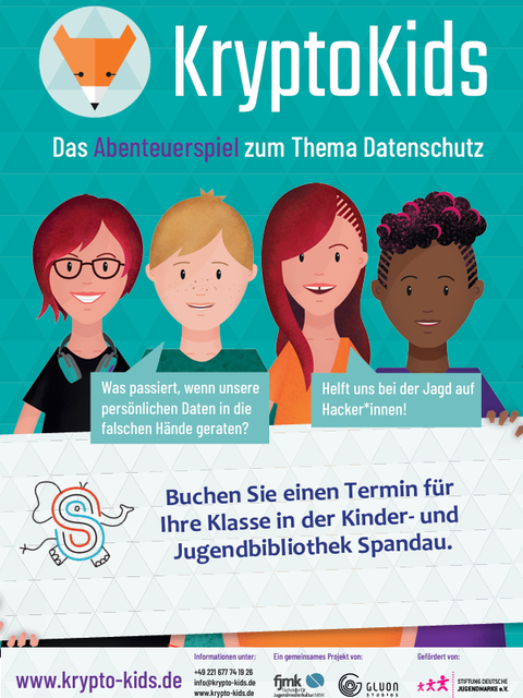 KryptoKids und die Datenkraken herausgegeben von der Fachstelle für Jugendmedienkultur NRW und Gluon Studios, lizenziert unter CC BY 4.0.