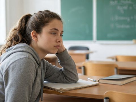 Schläfrige Schülerin im Unterricht