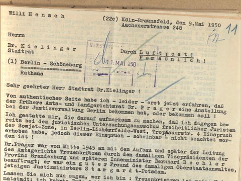 Schreiben an den Justizsenator von Berlin vom 9.5.1950