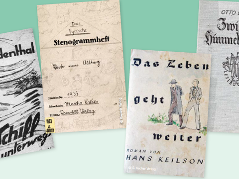 verschiedene Werke jüdischer Autorinnen und Autoren, die nach 1933 in Berlin erschienen sind