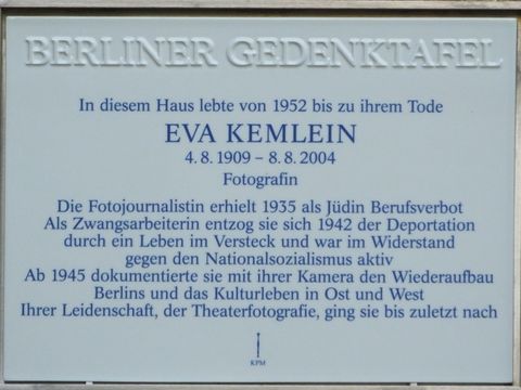 Gedenktafel für Eva Kemlein (Bild: H.-J. Hupka)