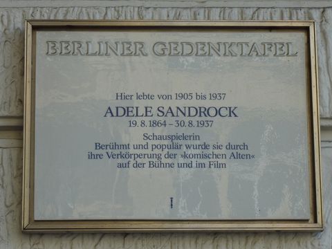 Berliner Gedenktafel für Adele Sandrock, 13.8.2010, Foto: KHMM