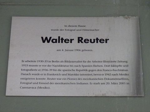 Gedenktafel für Walter Reuter, 28.6.2012, Foto: KHMM