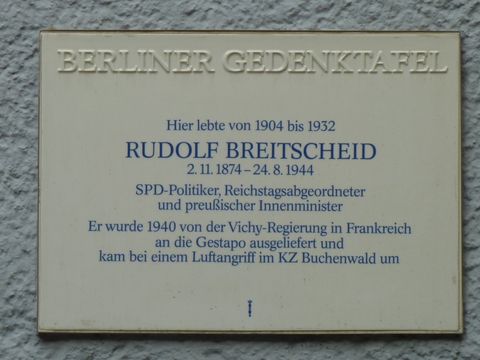 Gedenktafel für Rudolf Breitscheid, Fasanenstr. 58, 3.7.2012