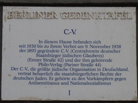 Gedenktafel für den C.V. und den Philo-Verlag, 27.2.2013, Foto: KHMM
