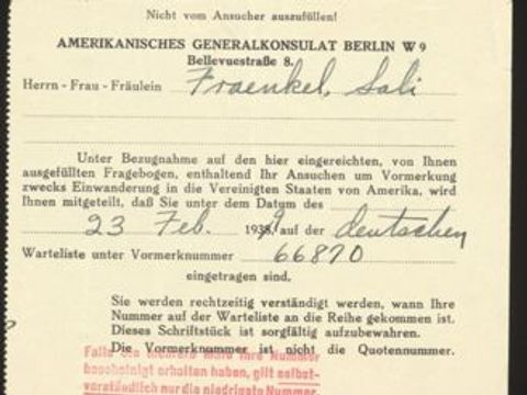 Ausreiseantrag Max Fraenkel (Bild: Familienbesitz)