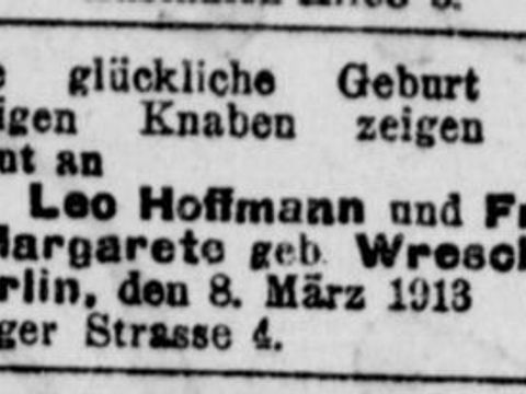 Günter Hoffman Geburt (Bild: Archiv)
