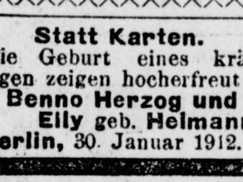 Heinz Herzog Geburt (Bild: Archiv)